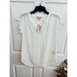 Philosophy Republic Clothing Size XS Ivory Cuffed Short Sleeve Blouse Shirt